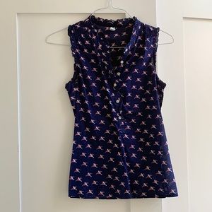 Old navy blue bird button up tank
